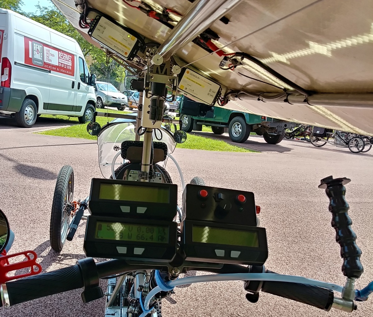 Most of the bikes had two but some even 3 Cycle Analysts for monitoring the various solar and motor drives. But the time we added our Databox logging device to each vehicle, that made for a lot of screens.